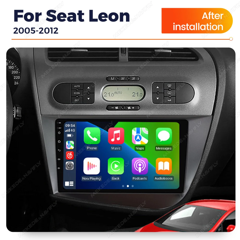 MEKEDE EU Store Android 14 Autoradio Für Seat Leon MK2 2005-2012 Drahtlose Carplay Auto Multimedia Video Player GPS 4G DSP WIF BT