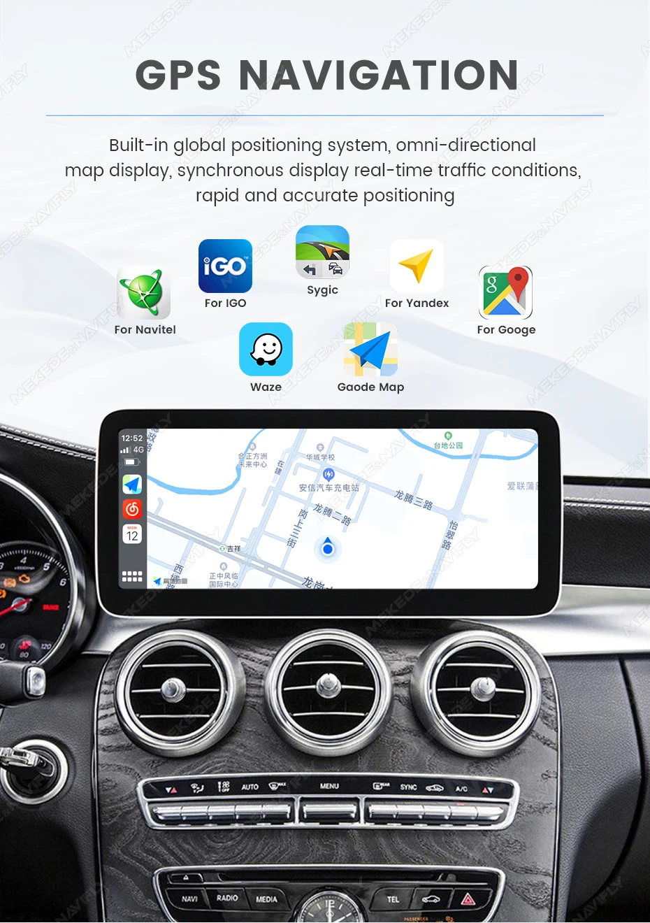 MEKEDE 12,5 Zoll Android 14 Auto-Navigationssystem Autoradio für Mercedes-Benz C-Klasse W205 GLC X253 V-Klasse W446 CarPlay 4G DSP