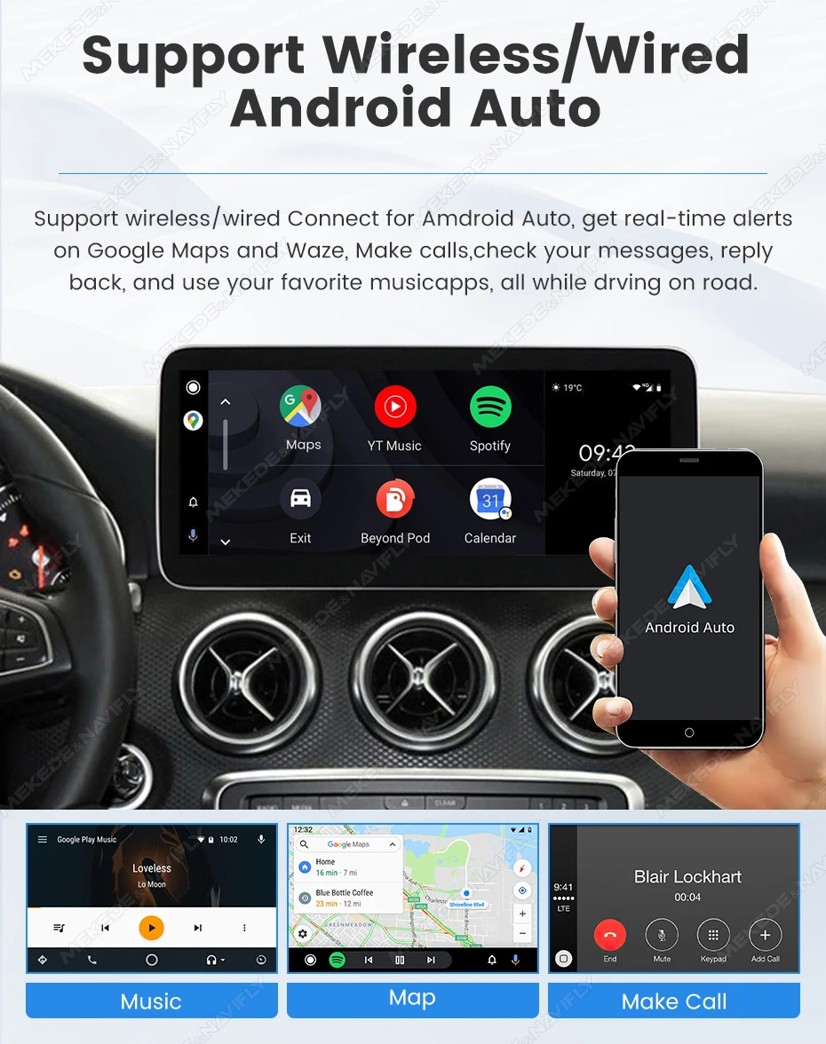 MEKEDE 12,5-Zoll Linux Wireless Carplay Android Auto Autoradio für Mercedes Benz A-Klasse W176 GLA X156 CLA C117 BT Autolink GPS