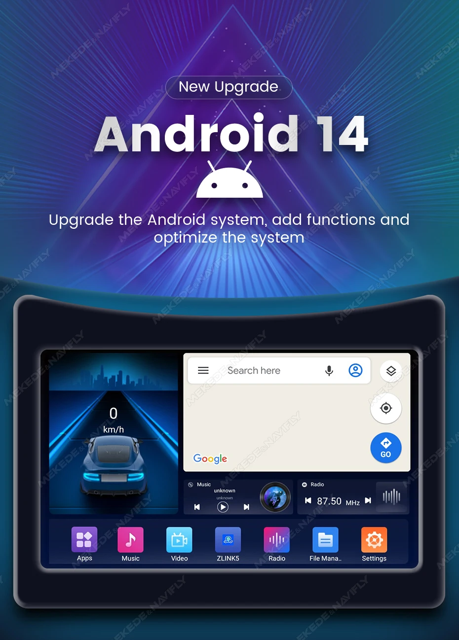 Navifly 2DIN Android 14 Auto Smart System Multimedia Player 7 zoll Für Fiat 500 2007-2015 Drahtlose Carplay Android AUTO Auto GPS BT