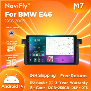 Android Autoradio Für BMW E46 M3 X5 1998-2006 Auto GPS Navigator Android 14 WIFI + 4G BT