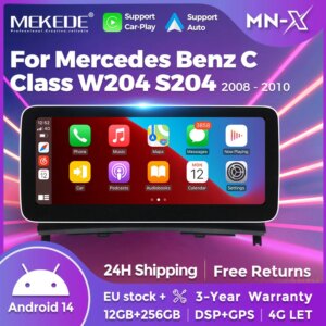 Android 14 Wireless Carplay Auto Radio Für Mercedes Benz C Klasse W204 S204 2008-2010 GPS DSP Multimedia Player