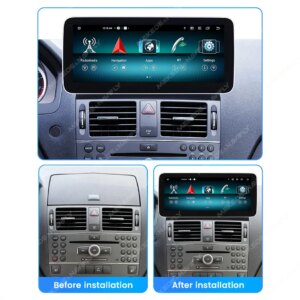 Alternative view of Android 14 Wireless Carplay Auto Radio Für Mercedes Benz C Klasse W204 S204 2008-2010 GPS DSP Multimedia Player