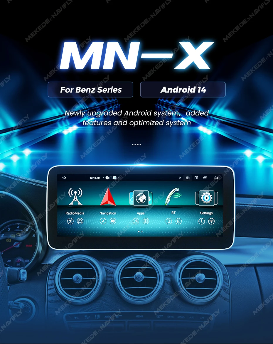 MEKEDE 12,5 Zoll Android 14 Wireless Carplay Auto Radio Für Mercedes Benz C Klasse W204 S204 2008-2010 GPS DSP Multimedia Player