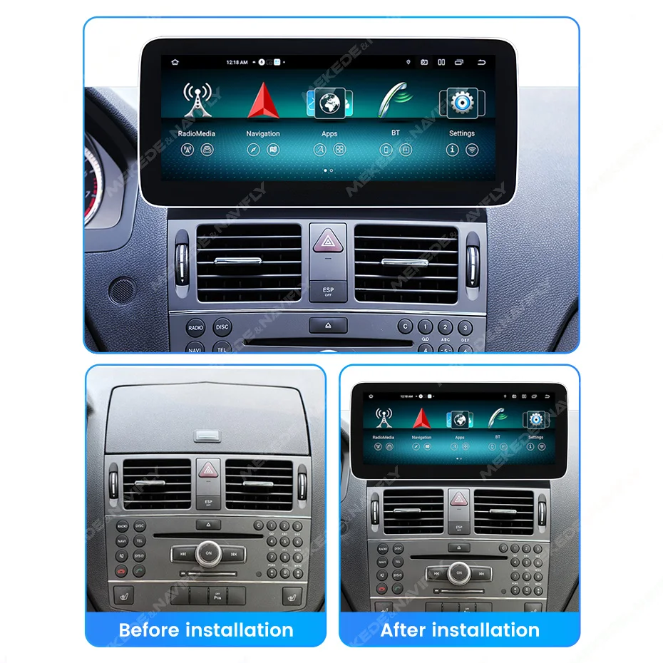 MEKEDE 12,5 Zoll Android 14 Wireless Carplay Auto Radio Für Mercedes Benz C Klasse W204 S204 2008-2010 GPS DSP Multimedia Player