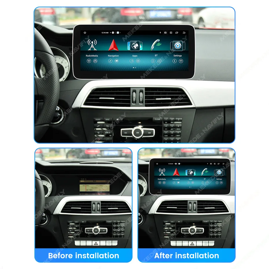 Navifly 8 Core Android Autoradio Stereo-Multimedia-Player für Mercedes Benz C Klasse W204 S204 2014-2018 BT Wireless Carplay Auto