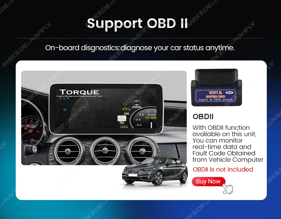 Navifly 8 Core Android Autoradio Stereo-Multimedia-Player für Mercedes Benz C Klasse W204 S204 2014-2018 BT Wireless Carplay Auto