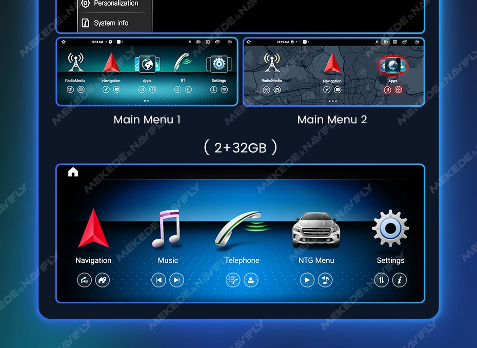 Navifly 8 Core Android Autoradio Stereo-Multimedia-Player für Mercedes Benz C Klasse W204 S204 2014-2018 BT Wireless Carplay Auto