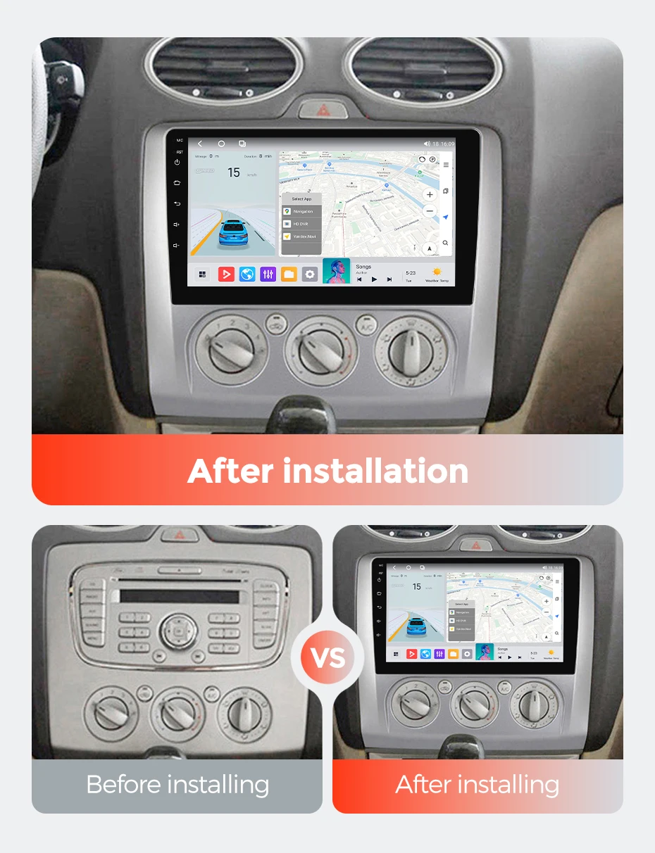 MEKEDE 8-Kern Wireless CarPlay Auto für Ford Focus 2 3 Mk2 Mk3 2004-2011 Autoradio Multimedia Videoplayer RDS 4G DSP GPS Stereo