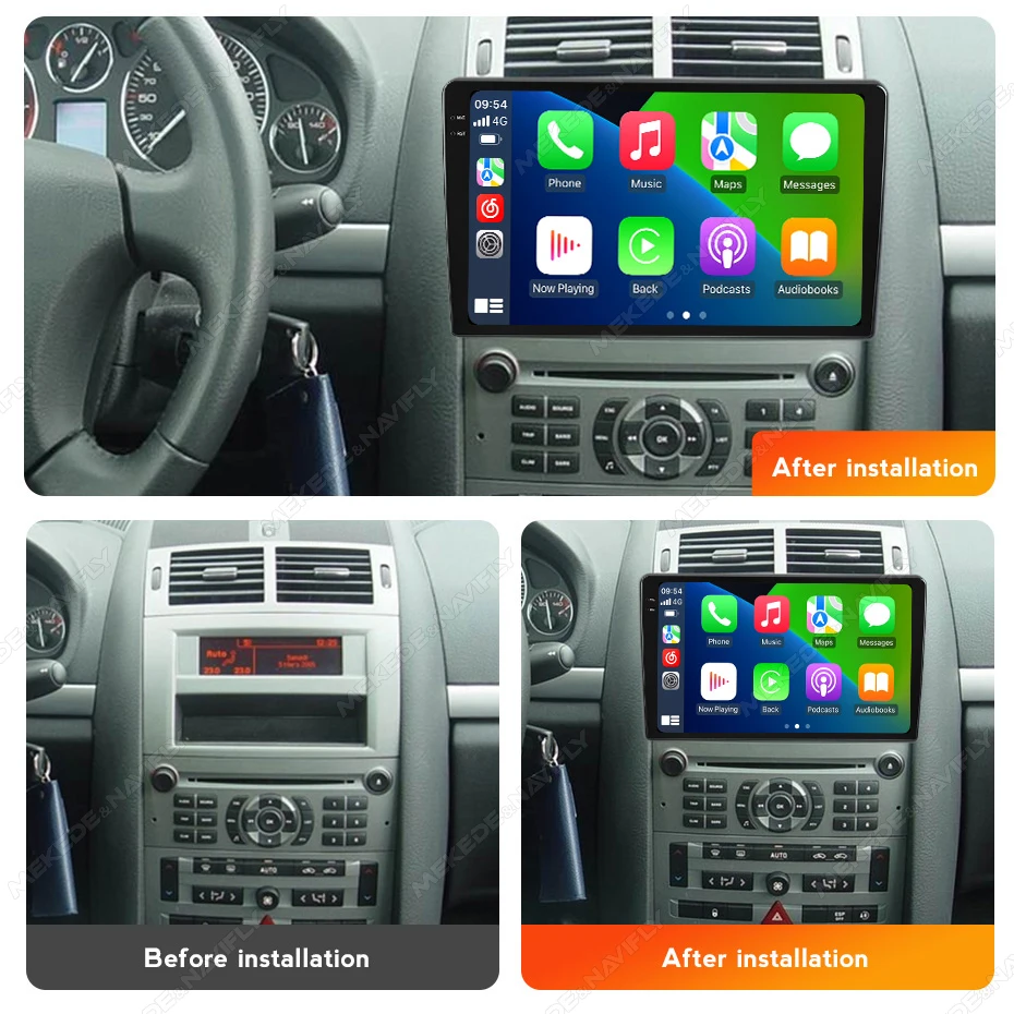 MEKEDE 2-DIN Kabelloses Carplay Android Auto Autoradio Android 14 für Peugeot 407 cc SW 407CC 2004-2011 GPS-Navigation 4G BT