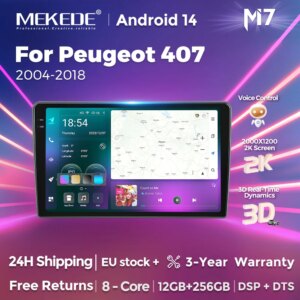 Autoradio Android14 für Peugeot 407 cc SW 407CC 2004-2011 GPS-Navigation 4G BT