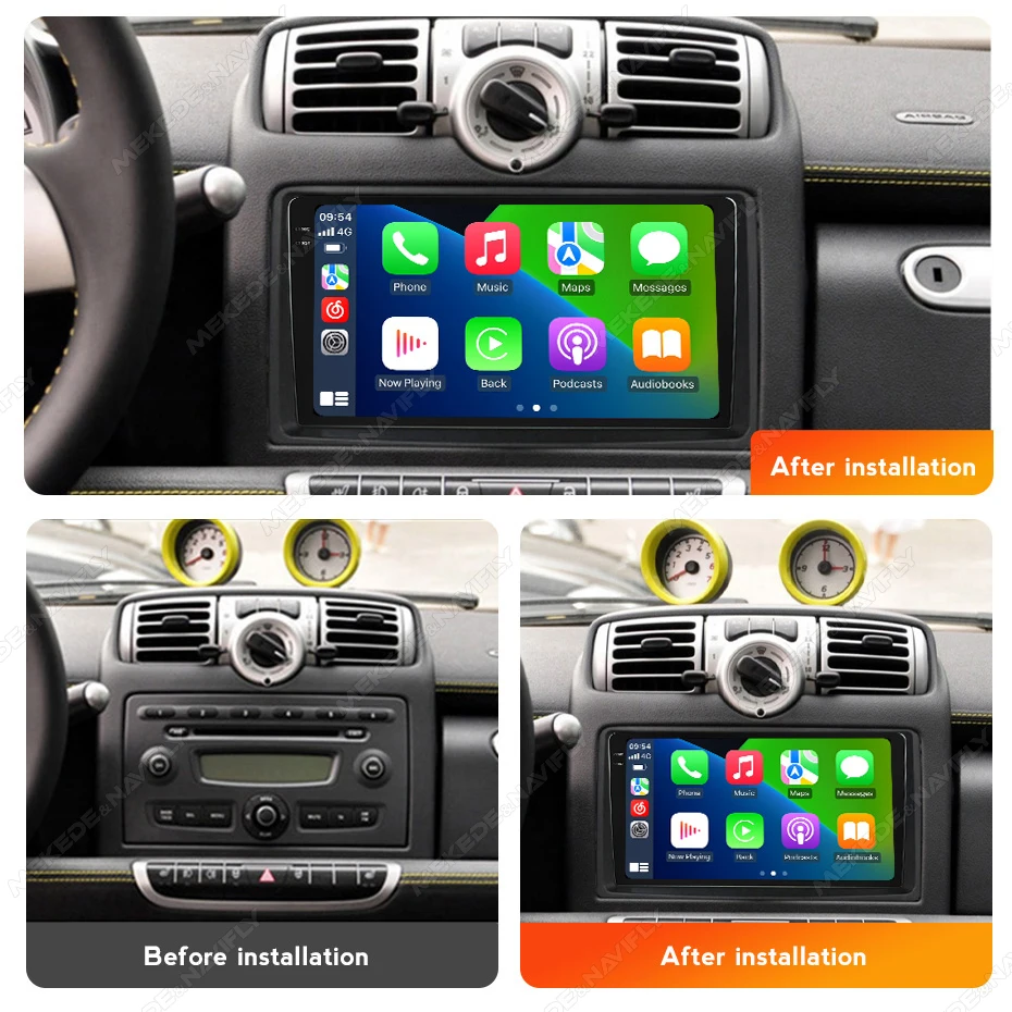 MEKEDE UIS7870 12 + 256 GB Android 14 Autoradio Für Benz Smart Fortwo 451 2005 - 2015 Carplay Android Auto GPS RDS DSP 4G Autoradio