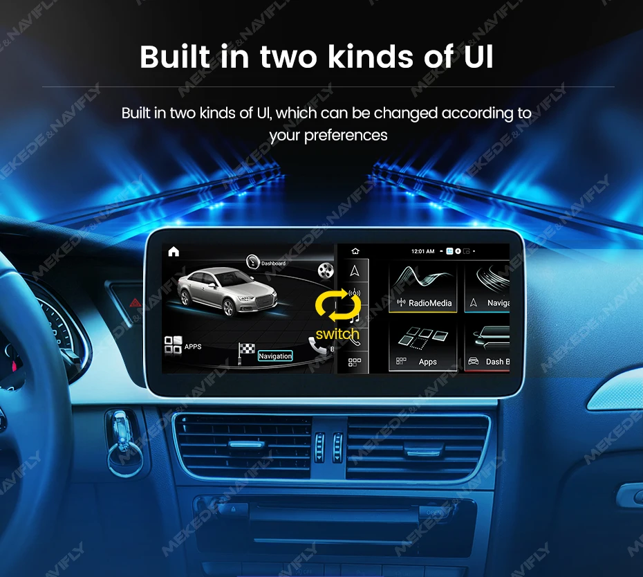 10,25 Zoll GPS-Navigations-Touchscreen-Autoradio für Audi Q5 2009-2017 4G BT Wireless Carplay Android Auto