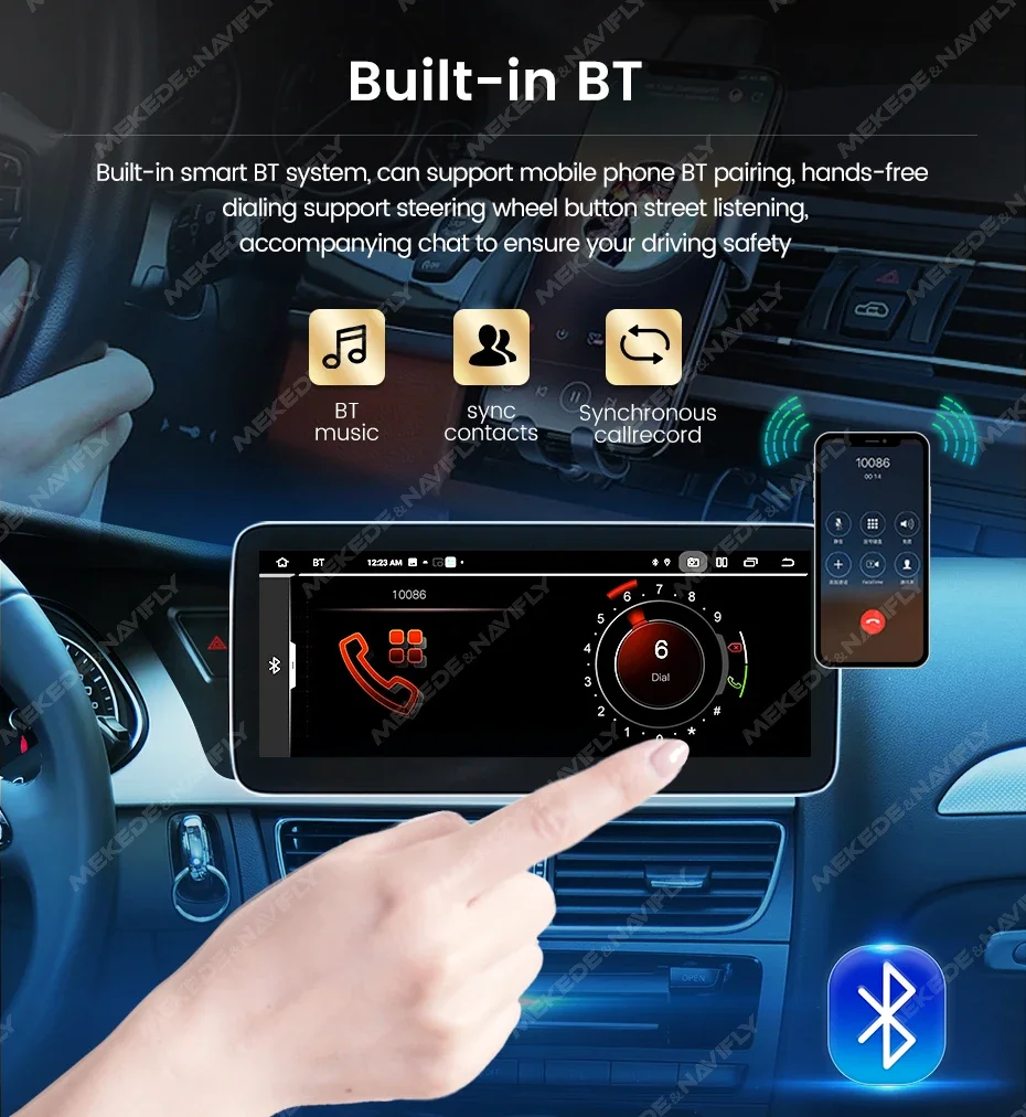 10,25 Zoll GPS-Navigations-Touchscreen-Autoradio für Audi Q5 2009-2017 4G BT Wireless Carplay Android Auto