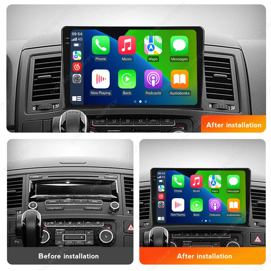 Navifly 8 Core 9 zoll 2K QLED Touchscreen Android 14 Auto Stereo Radio Für Volkswagen VW Multivan T5 2003-2015 Auto GPS Navigator
