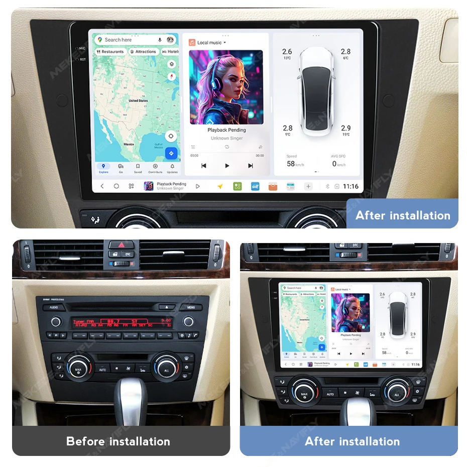 DUDUAUTO Auto Radio Multimedia Für BMW 3er E90 E91 E92 E93 2005-2013 Android 13 2DIN Carplay Auto DSP WIFI Navi FM Autoradio