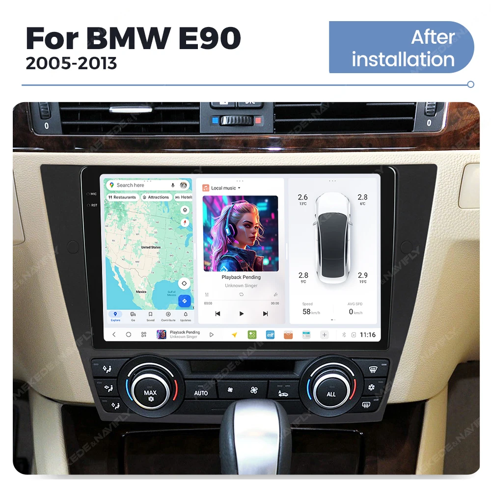 DUDUAUTO Auto Radio Multimedia Für BMW 3er E90 E91 E92 E93 2005-2013 Android 13 2DIN Carplay Auto DSP WIFI Navi FM Autoradio