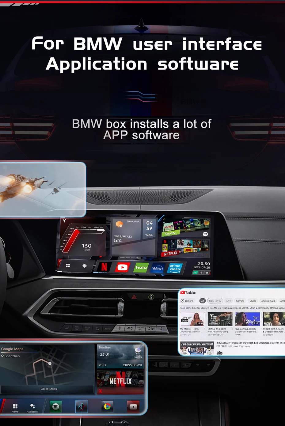 MEKEDE Wireless Carplay Smart Box Verbessertes Android-System 8-Core 4 + 64 GB GPS-Navigation TF-Karte für BMW ID6 ID7 ID8 Mini Cooper