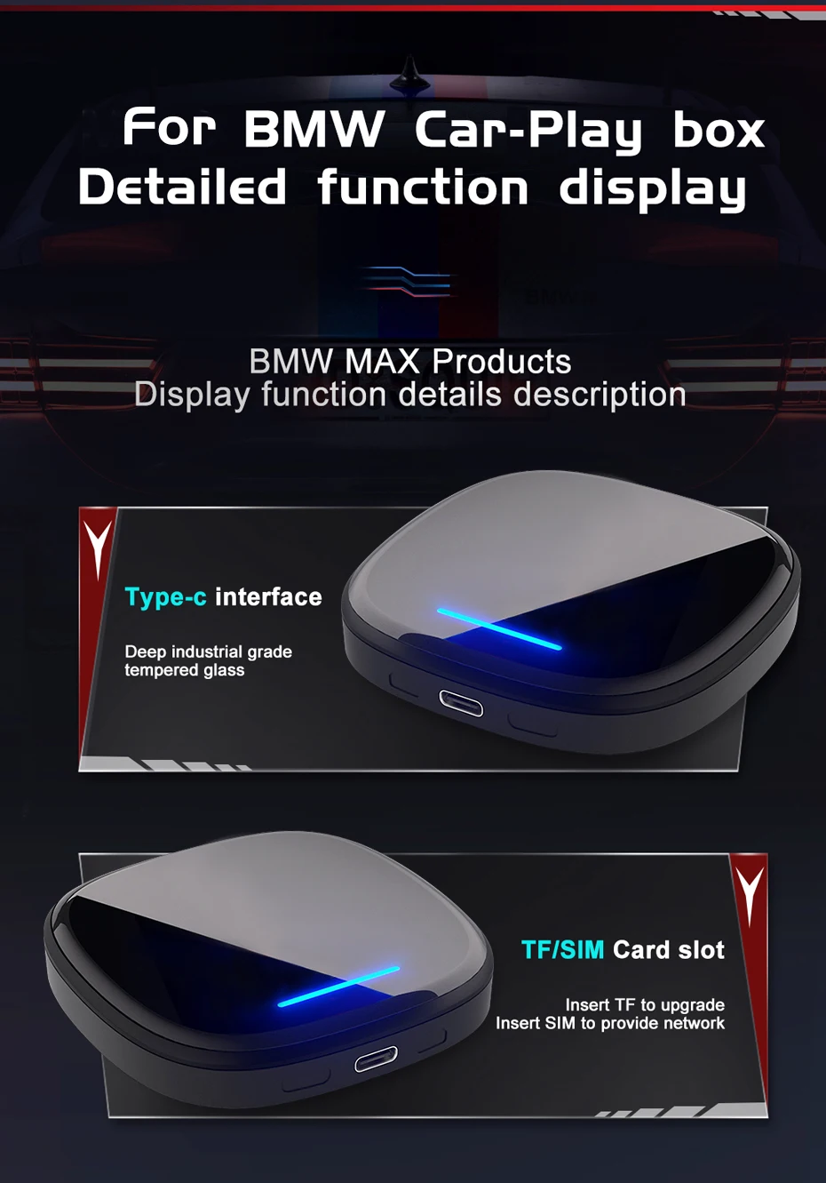 MEKEDE Wireless Carplay Smart Box Verbessertes Android-System 8-Core 4 + 64 GB GPS-Navigation TF-Karte für BMW ID6 ID7 ID8 Mini Cooper