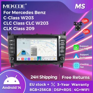 Android14 Autoradio GPS Für Mercedes Benz C Klasse W203 C200 C230 C240 C320 C350 2005-2009 RDS 2Din Multimedia