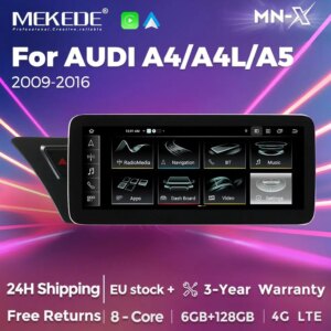 Android14 Autoradio für Audi A4 A4L S4 A5 S5 B8 2009-2017 Kabelloses Carplay Auto-Multimedia-Player GPS DSP 4G WIFI