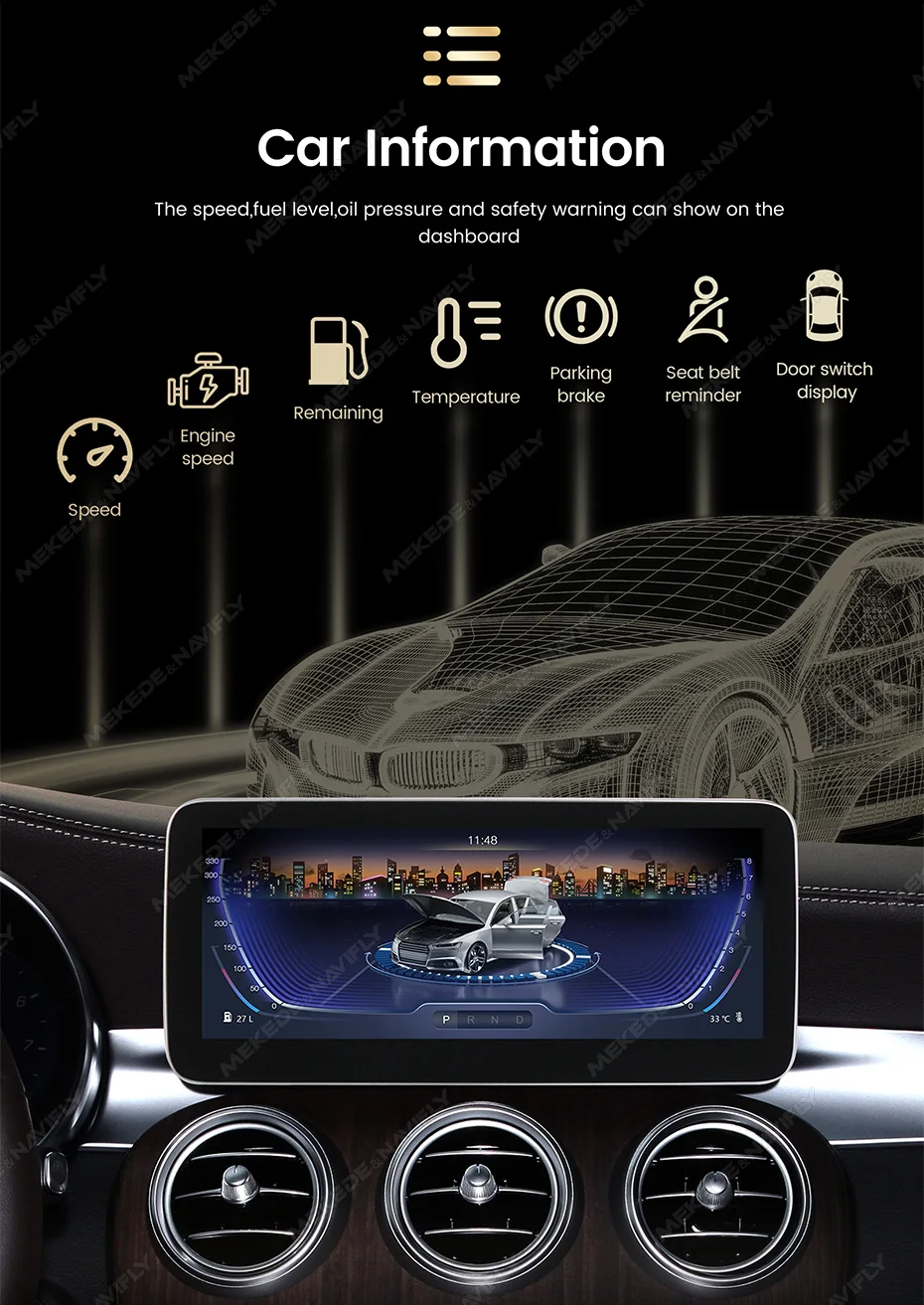 Navifly qualcomm 2008 android 13 3d ui carplay autoradio intelligentes system für mercedes benz c klasse w204 s204 2010-gps dsp