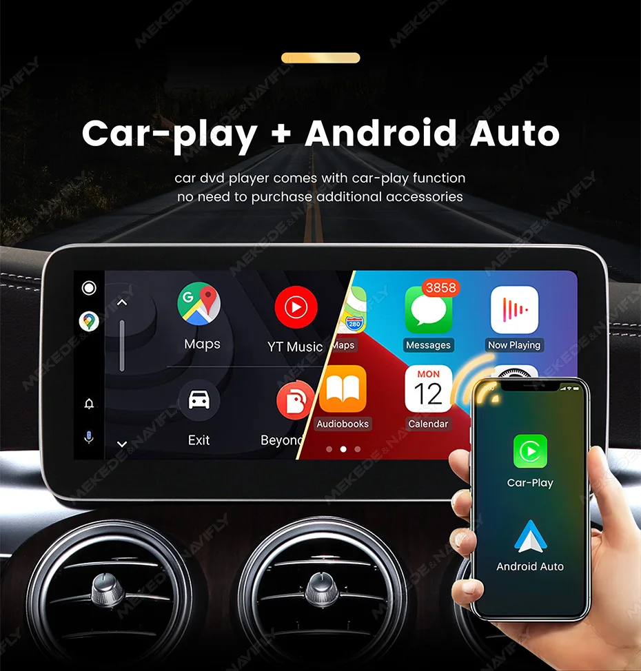 Navifly qualcomm 2008 android 13 3d ui carplay autoradio intelligentes system für mercedes benz c klasse w204 s204 2010-gps dsp