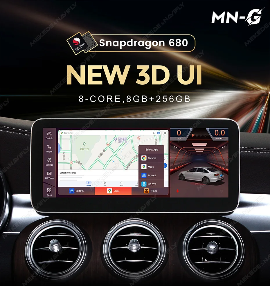 Navifly qualcomm 2008 android 13 3d ui carplay autoradio intelligentes system für mercedes benz c klasse w204 s204 2010-gps dsp