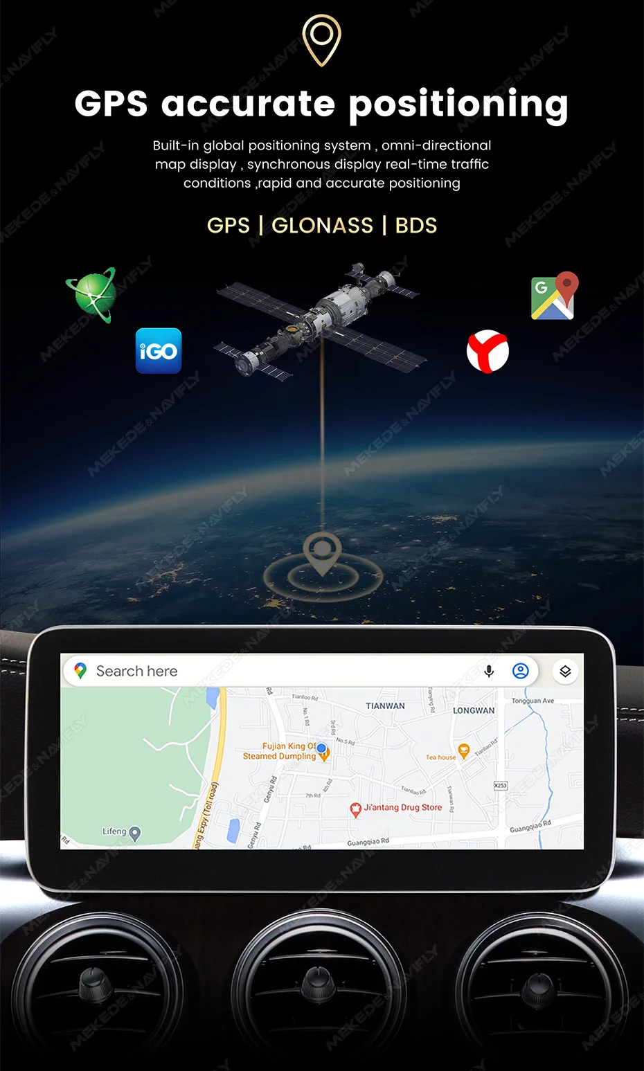 Navifly qualcomm 2008 android 13 3d ui carplay autoradio intelligentes system für mercedes benz c klasse w204 s204 2010-gps dsp