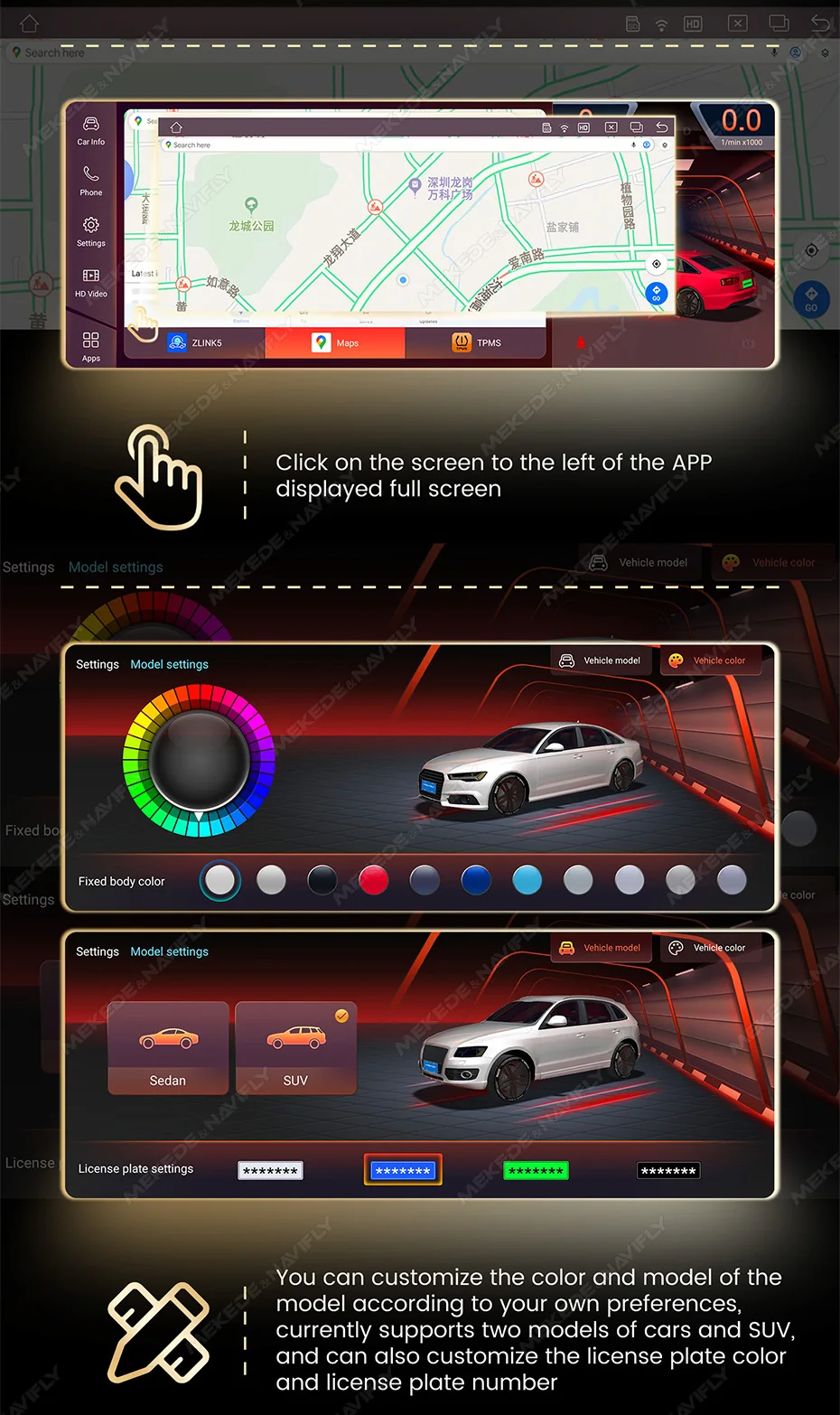 Navifly qualcomm 2008 android 13 3d ui carplay autoradio intelligentes system für mercedes benz c klasse w204 s204 2010-gps dsp