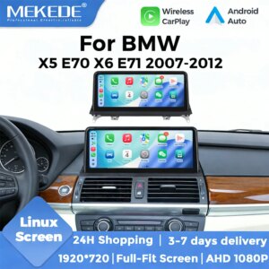 10,25 Zoll Android14 Autoradio  für BMW X5 E70 X6 E71 E72, Linux-System, GPS, WLAN, kabelloses CarPlay