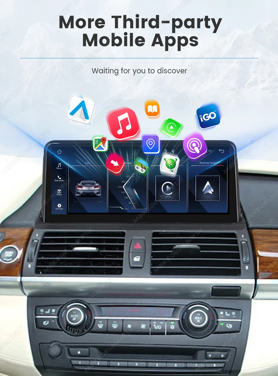 10,25 Zoll 1920*720 Auto-Multimedia-Display, kabelloses CarPlay, Android Auto für BMW X5 E70 X6 E71 E72, Linux-System, GPS, WLAN, Autoradio