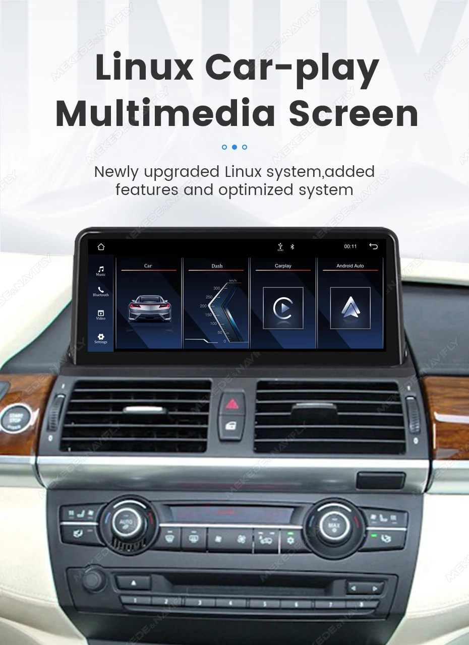 10,25 Zoll 1920*720 Auto-Multimedia-Display, kabelloses CarPlay, Android Auto für BMW X5 E70 X6 E71 E72, Linux-System, GPS, WLAN, Autoradio