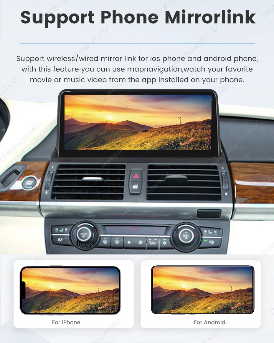 10,25 Zoll 1920*720 Auto-Multimedia-Display, kabelloses CarPlay, Android Auto für BMW X5 E70 X6 E71 E72, Linux-System, GPS, WLAN, Autoradio