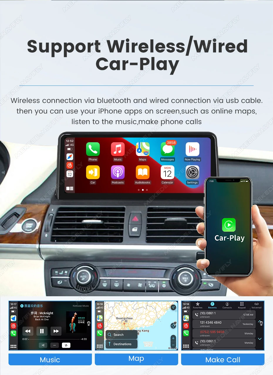 10,25 Zoll 1920*720 Auto-Multimedia-Display, kabelloses CarPlay, Android Auto für BMW X5 E70 X6 E71 E72, Linux-System, GPS, WLAN, Autoradio