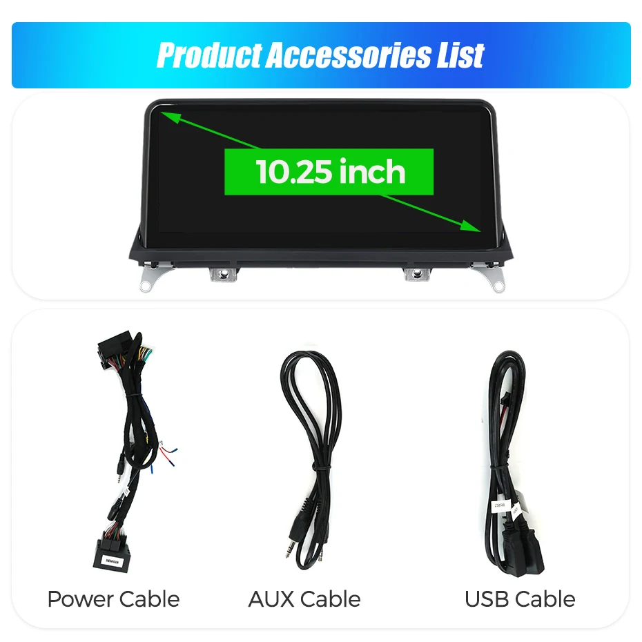 10,25 Zoll 1920*720 Auto-Multimedia-Display, kabelloses CarPlay, Android Auto für BMW X5 E70 X6 E71 E72, Linux-System, GPS, WLAN, Autoradio