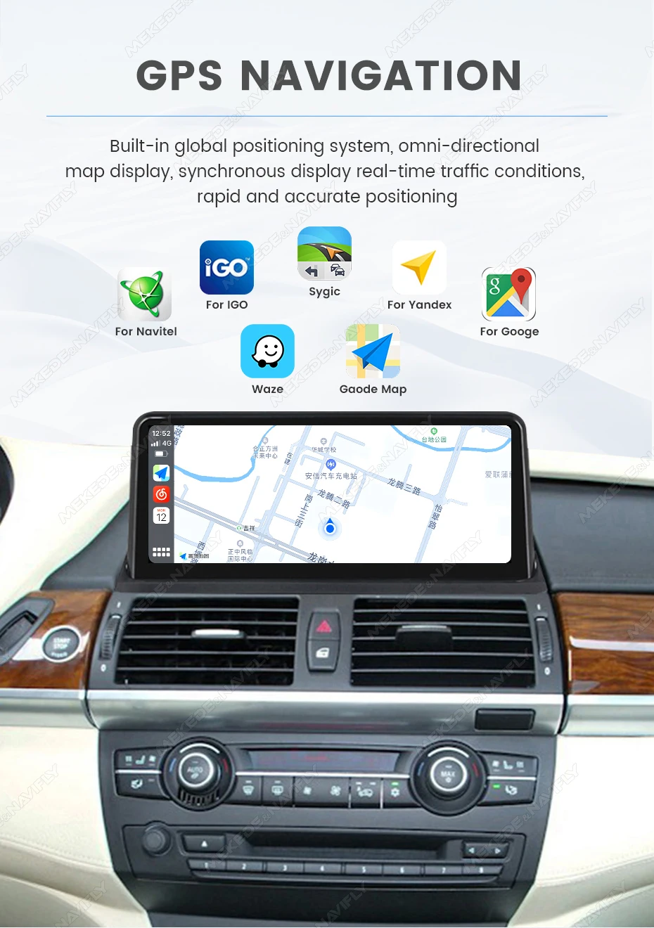 10,25 Zoll 1920*720 Auto-Multimedia-Display, kabelloses CarPlay, Android Auto für BMW X5 E70 X6 E71 E72, Linux-System, GPS, WLAN, Autoradio