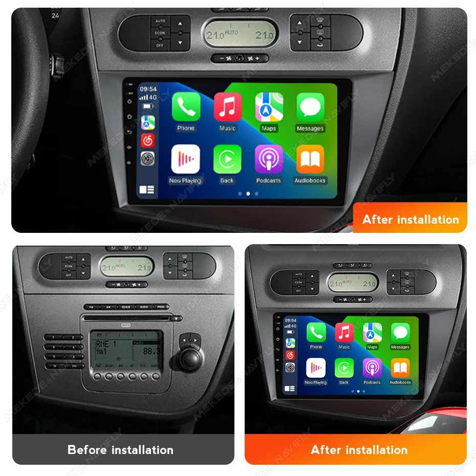 EU lieferung 2Din Android 14 Auto Radio Für Seat Leon 2 MK2 2005-2012 Multimedia Player Stereo Drahtlose Carplay GPS 4G Kopf Einheit