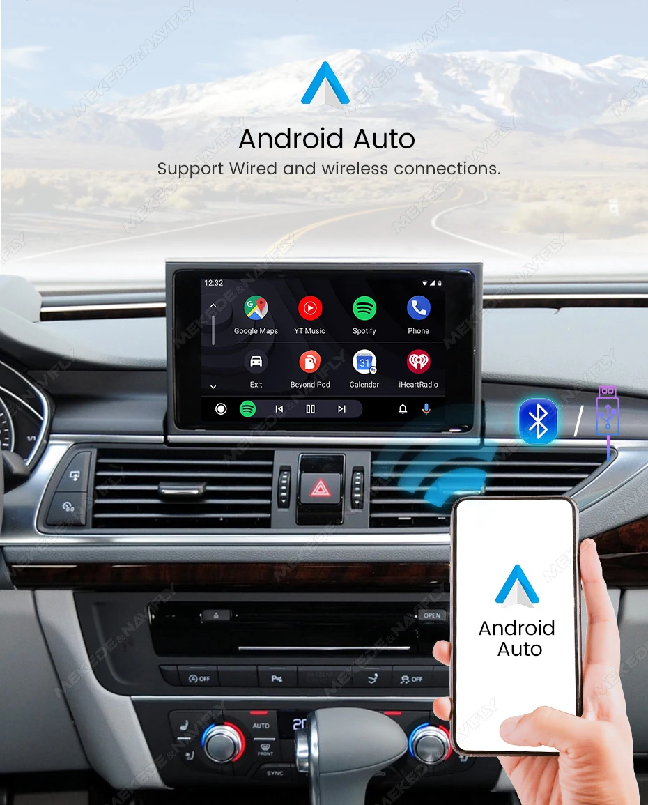 MEKEDE Carplay Decoder Box Für Audi A1 Q3 A4 Q5 A6 Q7 A7 A8 MMI 3G Unterstützt Drahtlose Carplay Android Auto Navigation Spiegel Link