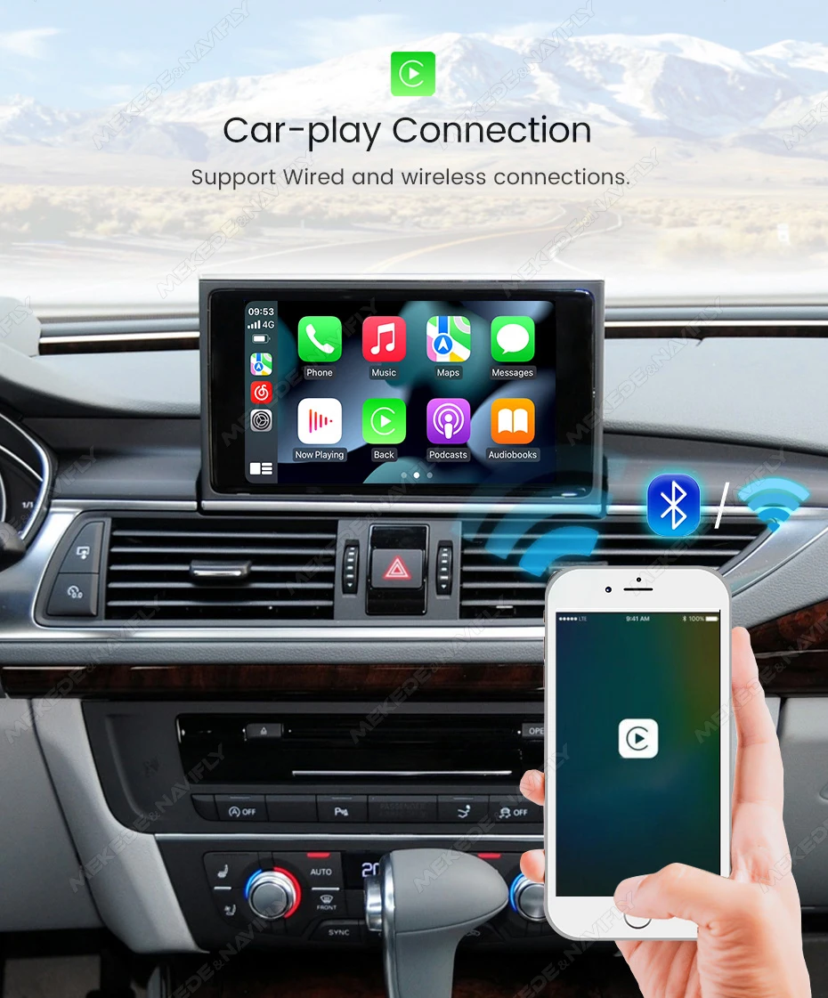 MEKEDE Carplay Decoder Box Für Audi A1 Q3 A4 Q5 A6 Q7 A7 A8 MMI 3G Unterstützt Drahtlose Carplay Android Auto Navigation Spiegel Link