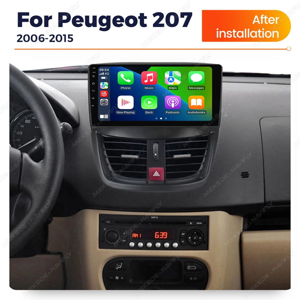 MEKEDE 2Din Auto Radio Für Peugeot 207 207CC 2006-2015 Drahtlose CarPlay Android Auto DSP 4G GPS auto Intelligente System FM Radio