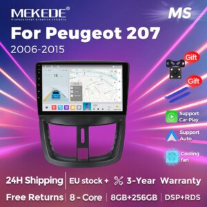 Andrpoid14 Autoradio Für Peugeot 207 207CC 2006-2015 Drahtlose CarPlay Android Auto DSP 4G GPS  FM Radio