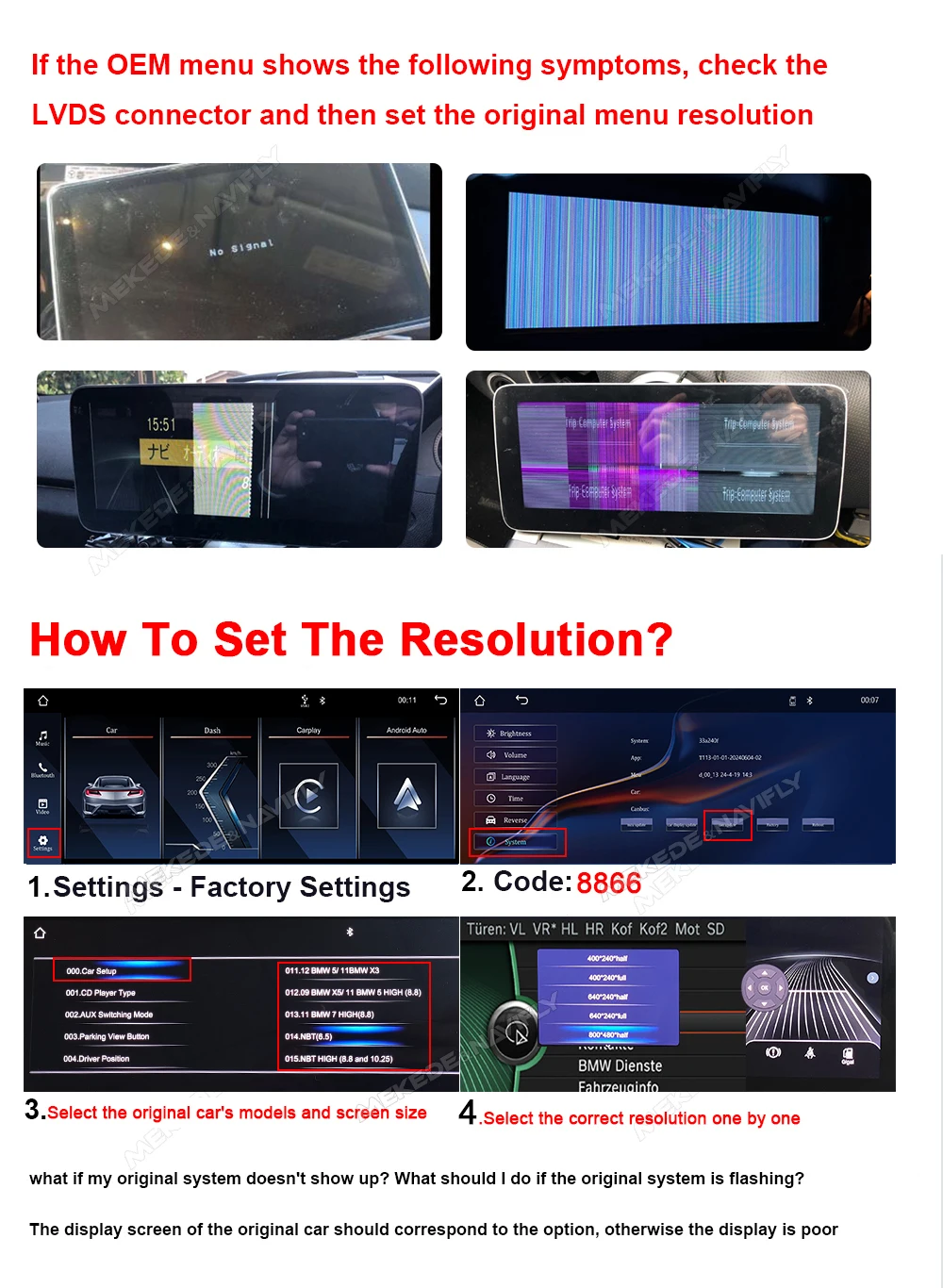 MEKEDE Kabelloses CarPlay Android Auto Autoradio für BMW F20 F30 F21 F22 F31 F32 F33 F34 F36 WIFI BT Mirror Link Multimedia-Player