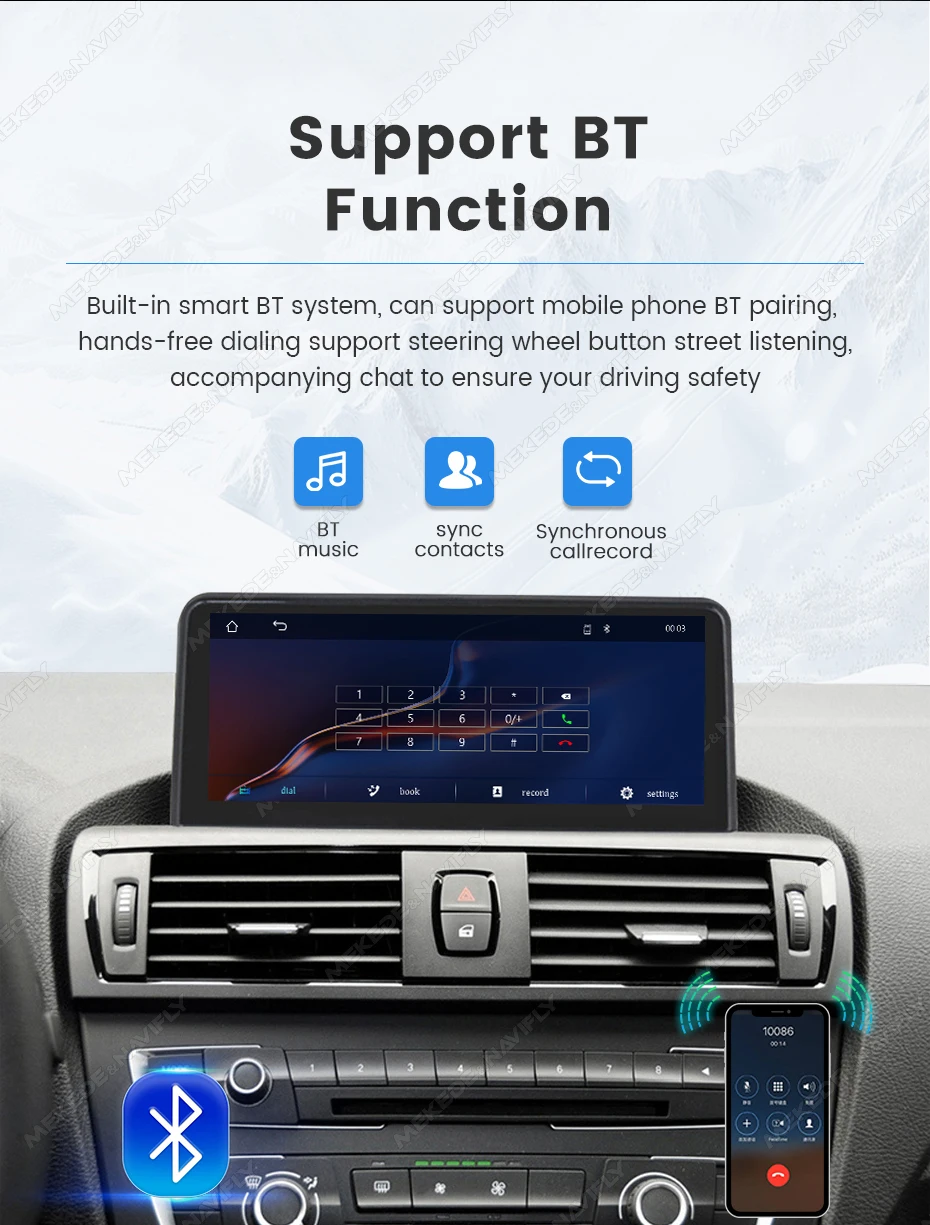 MEKEDE Kabelloses CarPlay Android Auto Autoradio für BMW F20 F30 F21 F22 F31 F32 F33 F34 F36 WIFI BT Mirror Link Multimedia-Player
