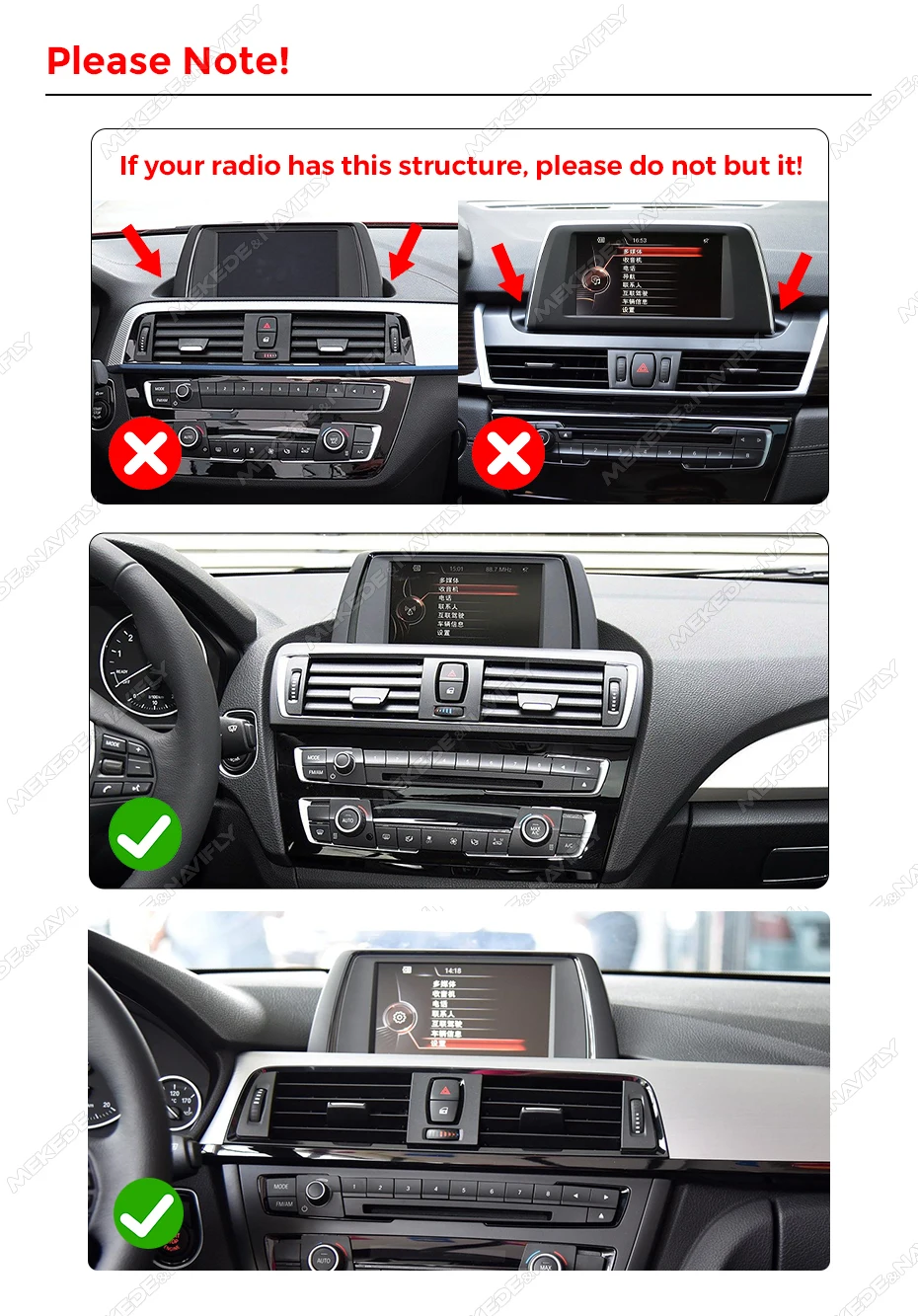 MEKEDE Kabelloses CarPlay Android Auto Autoradio für BMW F20 F30 F21 F22 F31 F32 F33 F34 F36 WIFI BT Mirror Link Multimedia-Player