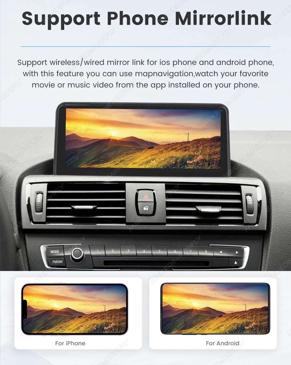 MEKEDE Kabelloses CarPlay Android Auto Autoradio für BMW F20 F30 F21 F22 F31 F32 F33 F34 F36 WIFI BT Mirror Link Multimedia-Player