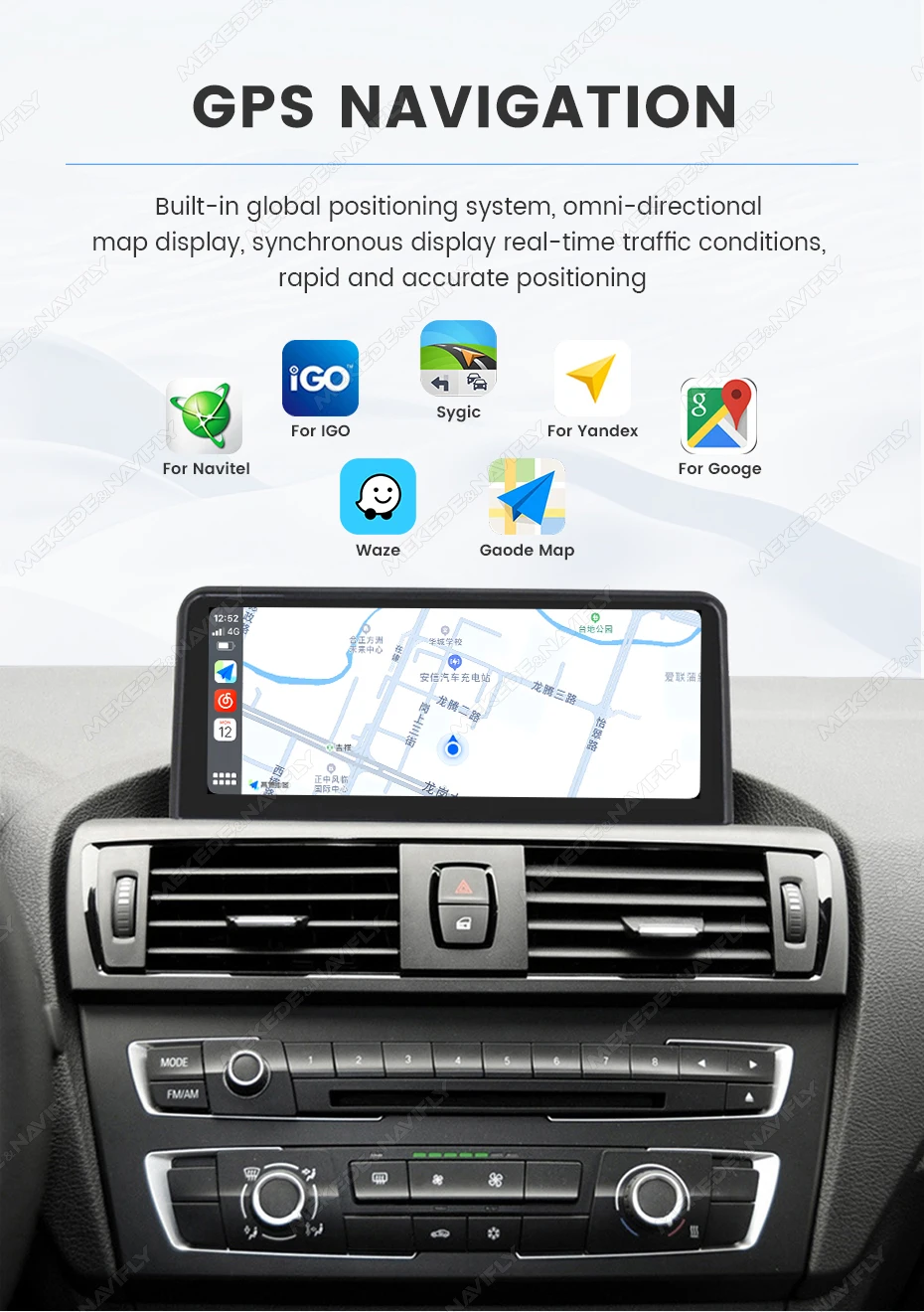 MEKEDE Kabelloses CarPlay Android Auto Autoradio für BMW F20 F30 F21 F22 F31 F32 F33 F34 F36 WIFI BT Mirror Link Multimedia-Player