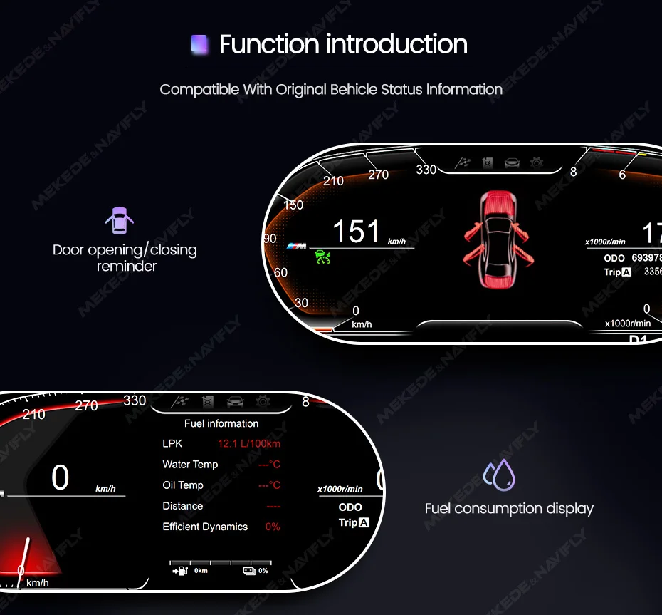 MEKEDE 12,3 Zoll LCD Digital Dashboard Für BMW X5 E70 X6 E71 2006-2013 CCC CIC System Tachometer kraftstoff meter Fahrzeug Informationen