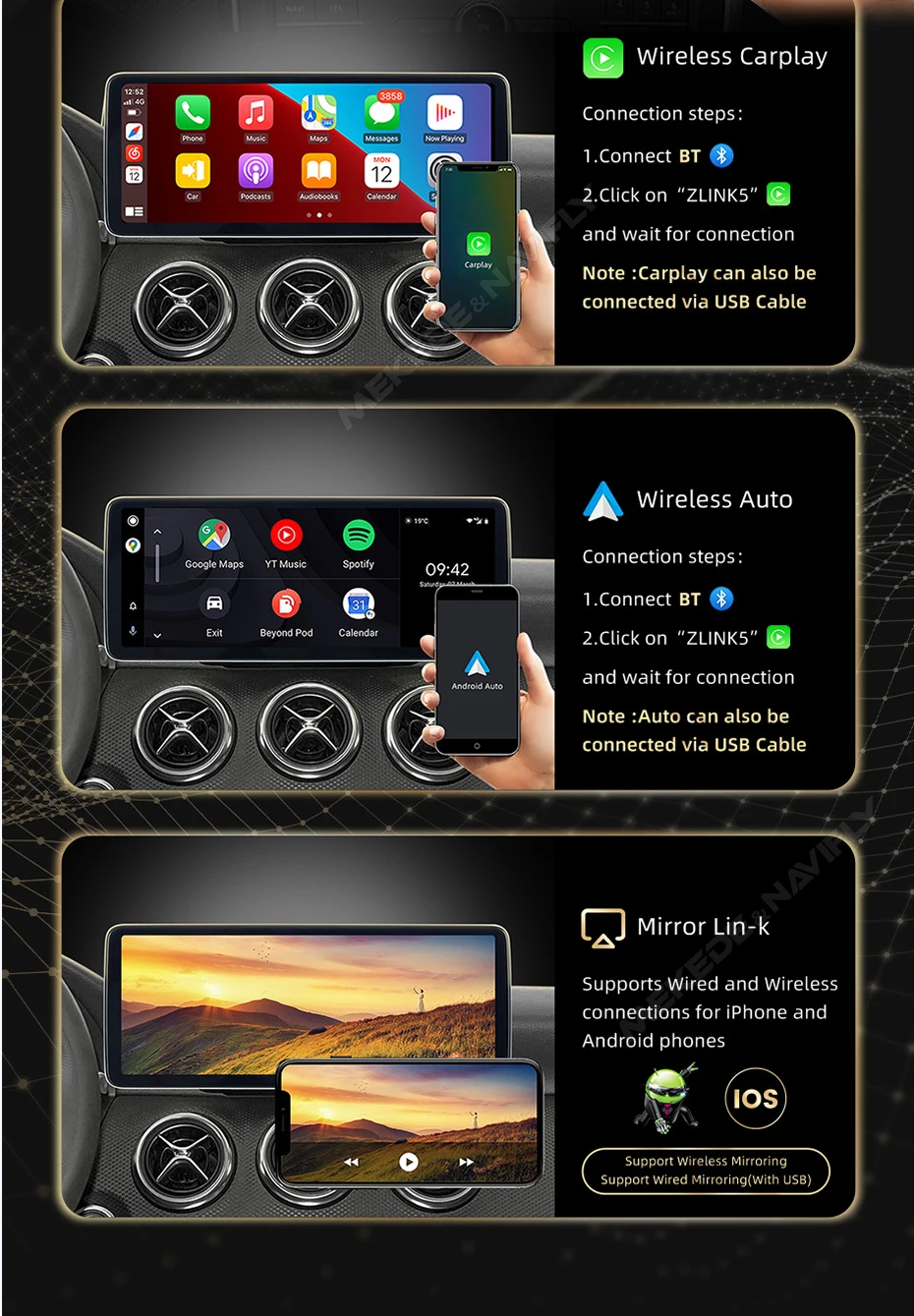 MEKEDE 8-Kern Wireless Carplay Android Auto für Mercedes Benz Klasse E C207 W207 A207 Autoradio Multimedia Player GPS 4G LTE DSP