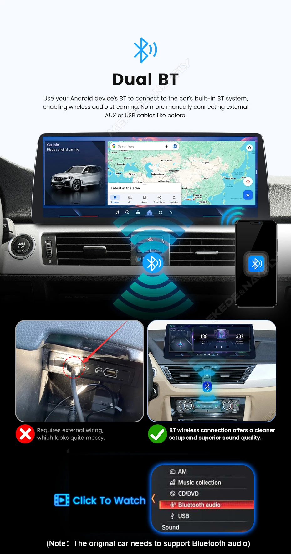 MEKEDE ID6 ID7 ID8 ID9 Auto-Multimedia-Player für BMW 5er Serie E60 E61 E63 E64 Qualcomm 680 Wireless CarPlay Android Auto Dual BT